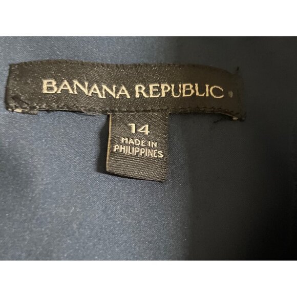 Banana Republic Sheath Dress Womens 14 Blue Brown Plaid Single Ruffle Shoulder - Picture 7 of 10